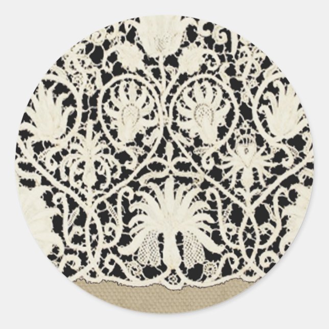 Sticker Rond Linge de dentelle mariage blanc classique jolie (Devant)