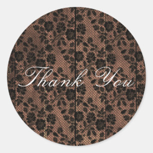 Sticker Rond Linge de lingerie dentelle fleurie et bois rustiqu