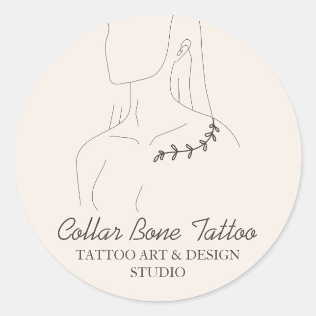 Sticker Rond Linge d'ivoire Couleur Coller Bone Salon tatouage (Devant)