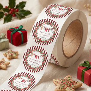 Sticker Rond Linge rouge de Noël Baby Shower
