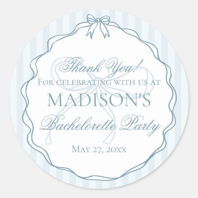 Sticker Rond Lingerie Bleue Cadeau de Fête pour Enterrement de  (Devant)