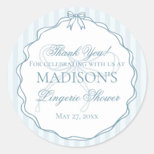 Sticker Rond Lingerie Bleue Cadeau pour une Soirée de Fiançaill