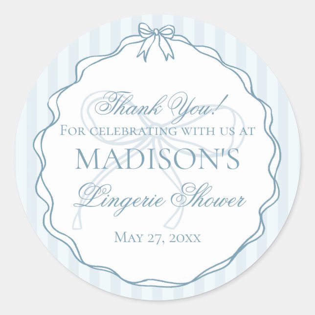 Sticker Rond Lingerie Bleue Douche Cadeau de Fête pour Enterrem (Devant)