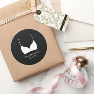 Sticker Rond Lingerie Boutique Logo noir blanc