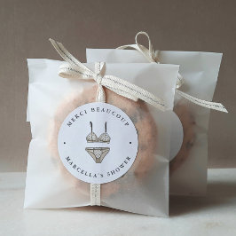 Sticker Rond Lingerie Fête des mariées Merci Favoriser