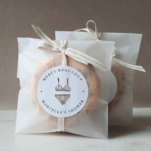 Sticker Rond Lingerie Fête des mariées Merci Favoriser