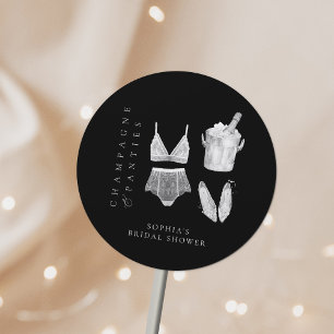 Sticker Rond Lingerie Moderne Noire pour Enterrement de Vie de 