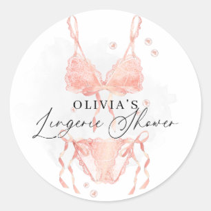 Sticker Rond Lingerie rose pêche moderne pour enterrement de vi