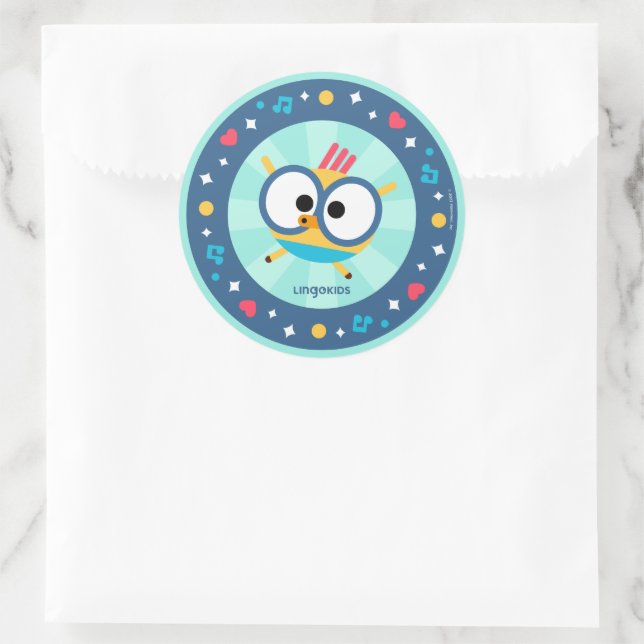 Sticker Rond Lingokids Party avec Billy (Sac)