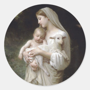 Sticker Rond L'Innocence 1893 William - Adolphe Bouguereau