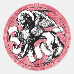 Sticker Rond Lion ailé Saint-Marc du XVe siècle