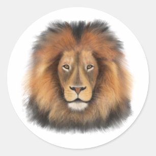 Sticker Rond lion aquarelle Leo roi safari animal jungle chat