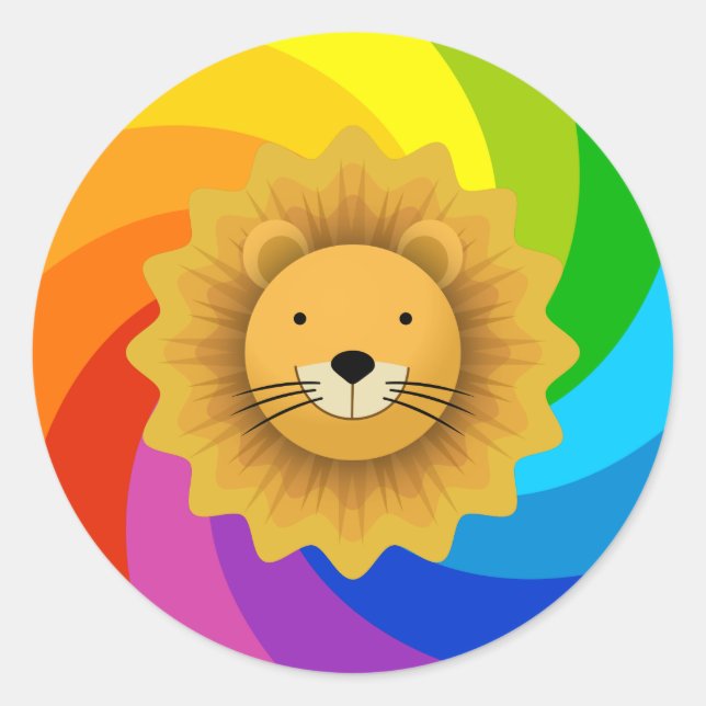 Sticker Rond Lion arc-en-ciel (Devant)