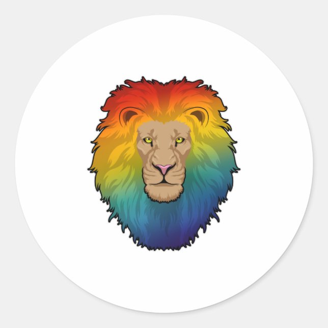 Sticker Rond Lion aux couleurs arc-en-ciel (Devant)