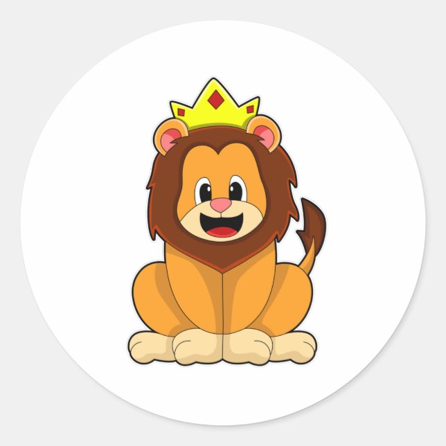 Sticker Rond Lion avec couronne (Devant)