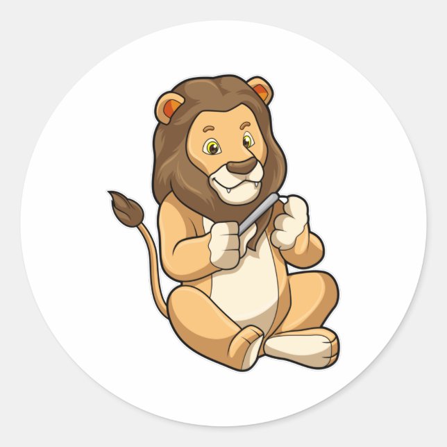 Sticker Rond Lion avec flèches à ongles (Devant)