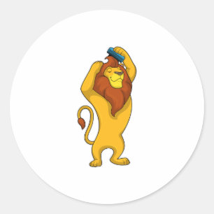 Sticker Rond Lion avec peigne