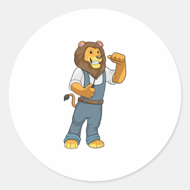 Sticker Rond Lion comme tournevis de Handyman (Devant)