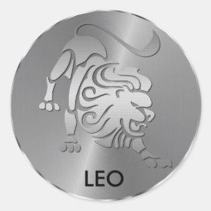 Sticker Rond Lion d'argent - Signe zodiaque