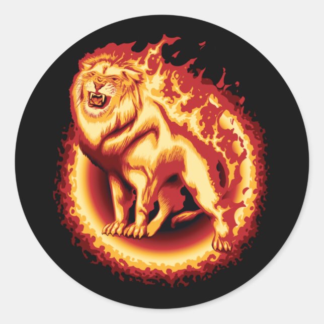 Sticker Rond Lion de feu (Devant)