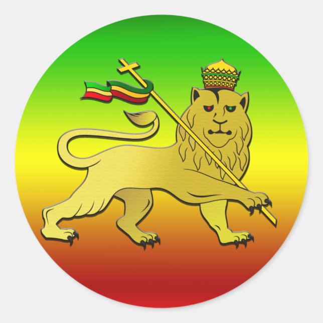 Sticker Rond Lion De Juda - Rasta Reggae Lion (Devant)