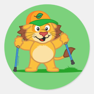 Sticker Rond Lion de marche nordique