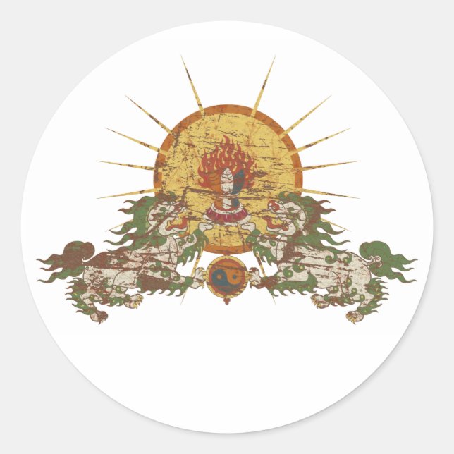 Sticker Rond Lion des neiges tibétain (Devant)
