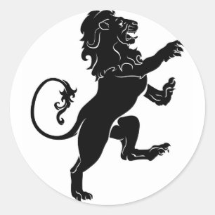 Sticker Rond Lion effréné héraldique