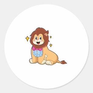 Sticker Rond Lion en Gentleman avec Cravate.PNG