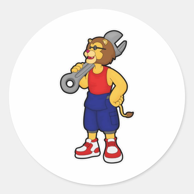 Sticker Rond Lion en mécanique avec clé (Devant)