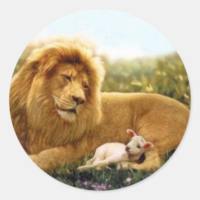 Sticker Rond Lion et agneau (Devant)
