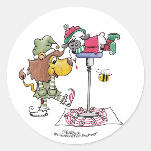 Sticker Rond Lion et agneau Sucres de canne