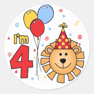Sticker Rond Lion Face 4e anniversaire