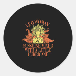 Sticker Rond Lion femme Zodiac Signal Juillet Août Anniversaire