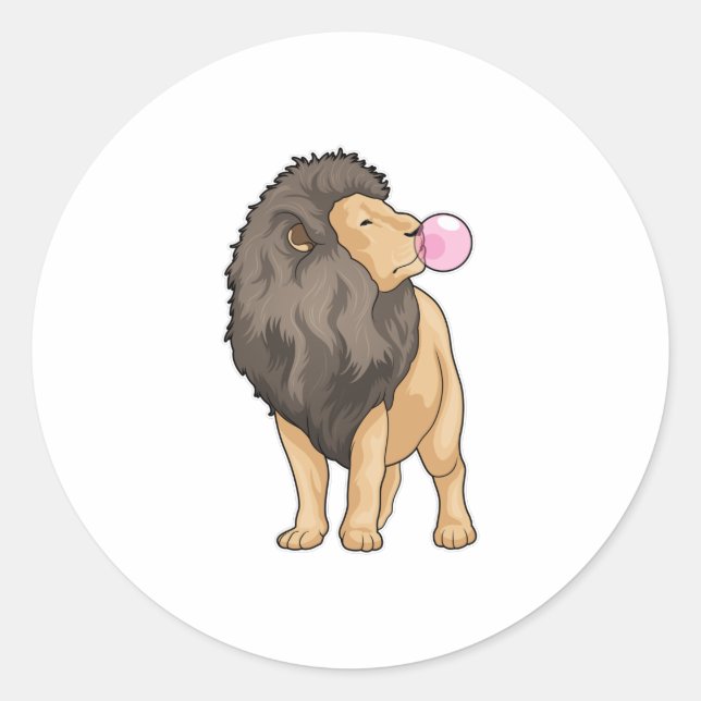 Sticker Rond Lion gomme à mâcher (Devant)