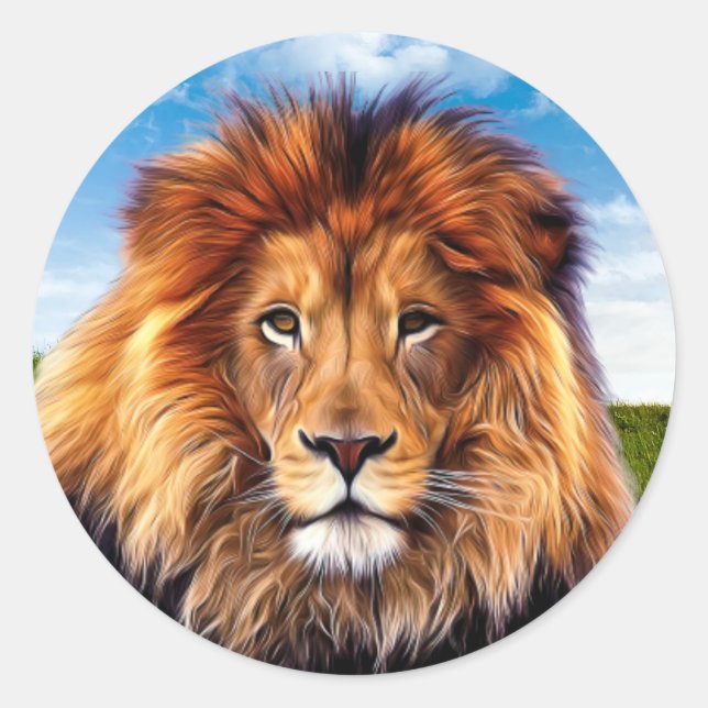 Sticker Rond Lion le roi de la forêt (Devant)