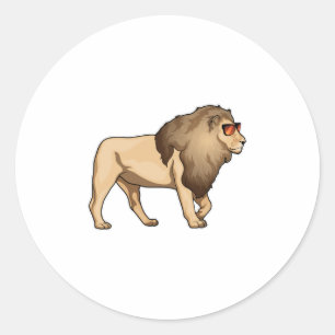 Sticker Rond Lion Lunettes de soleil
