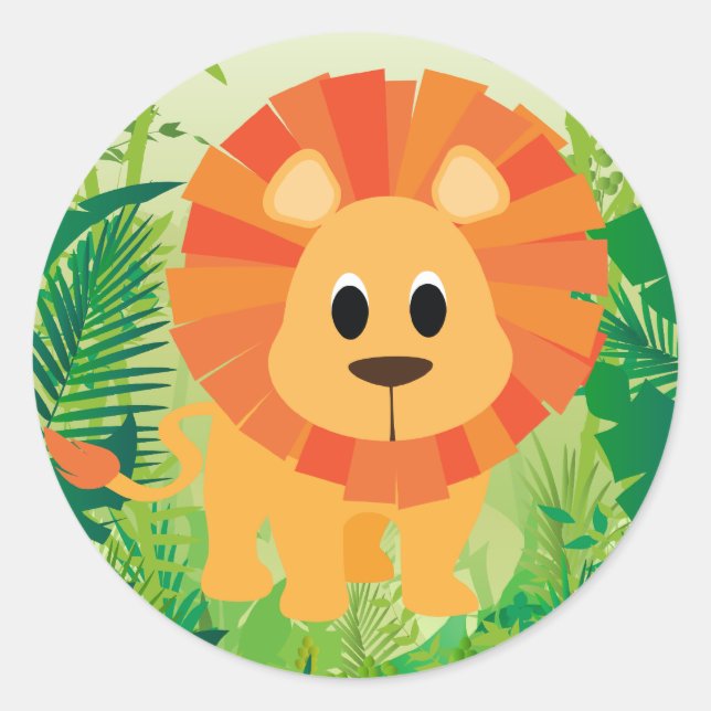 Sticker Rond Lion mignon (Devant)