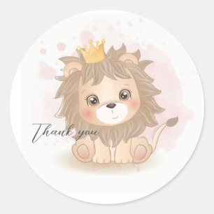 Sticker Rond Lion mignon