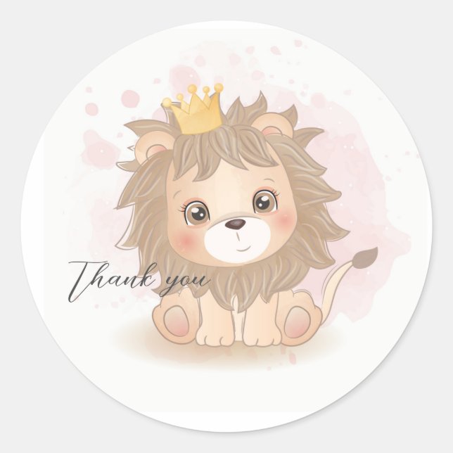 Sticker Rond Lion mignon (Devant)