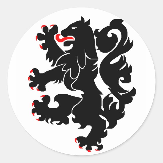 Sticker Rond Lion noir néerlandais (Devant)