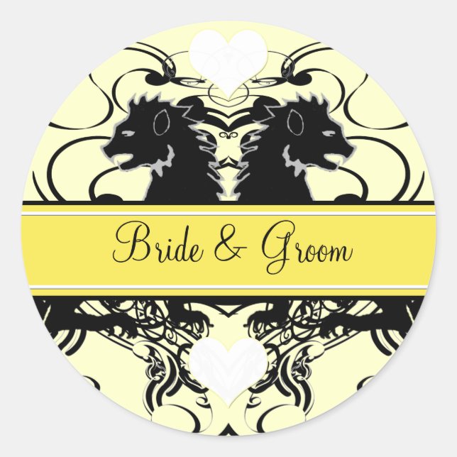 Sticker Rond Lion Rampant Renaissance Mariage (Devant)
