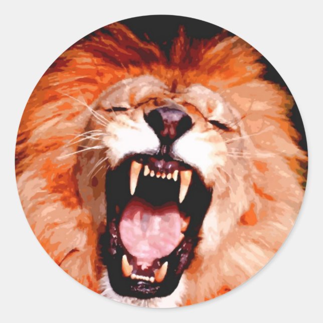 Sticker Rond Lion Roaring (Devant)