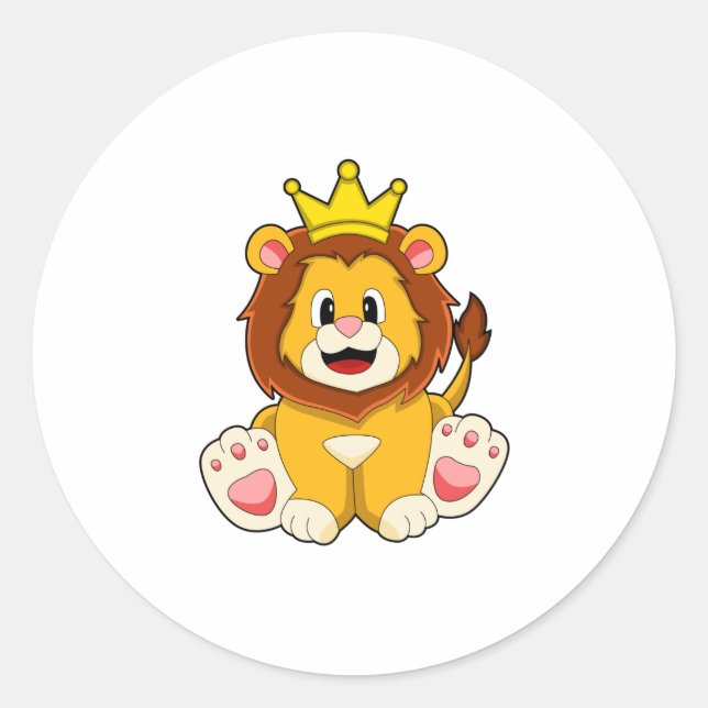 Sticker Rond Lion roi avec couronne (Devant)
