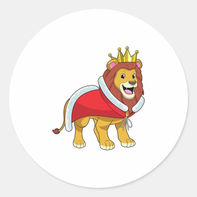 Sticker Rond Lion roi avec Couronne & Cap (Devant)