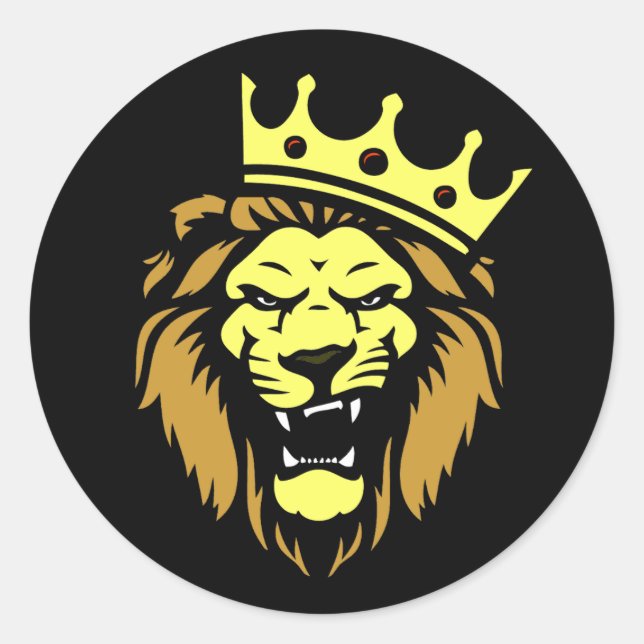 Sticker Rond Lion rugissant avec couronne (Devant)