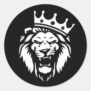 Sticker Rond Lion rugissant avec couronne