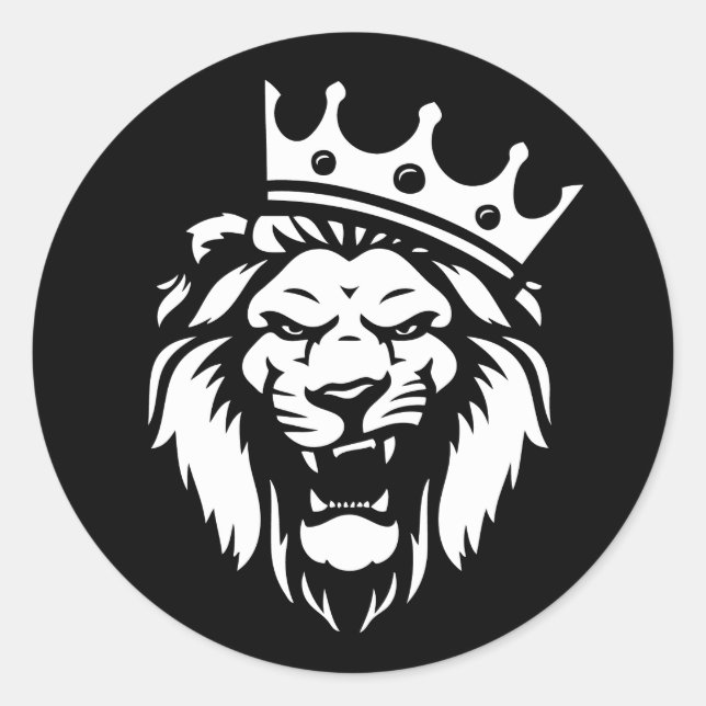 Sticker Rond Lion rugissant avec couronne (Devant)
