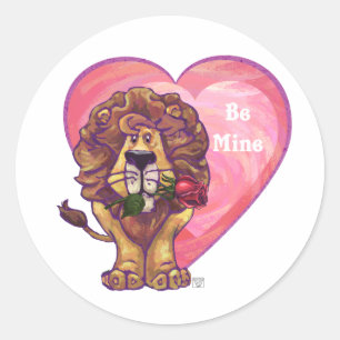Sticker Rond Lion Saint Valentin