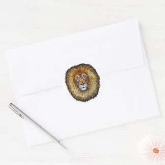 Sticker Rond Lion textile d'art.Autocollant circulaire - pack d